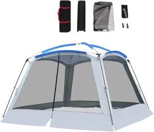 4 Season Large Tents Sun Shelters 6-8 Person Outdoor Camping Tent Unobscured Windproof Automatic Pop Up Awning Beach Fishing Equipment,Blue