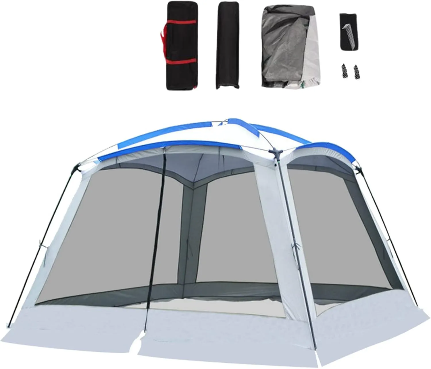 4 Season Large Tents Sun Shelters 6-8 Person Outdoor Camping Tent Unobscured Windproof Automatic Pop Up Awning Beach Fishing Equipment,Blue