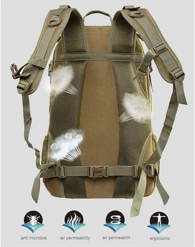 40L Camping Backpack Bag Hiking Climbing Rucksack Waterproof Trekking Camouflage Army Backpak Outdoor Daypack-Black