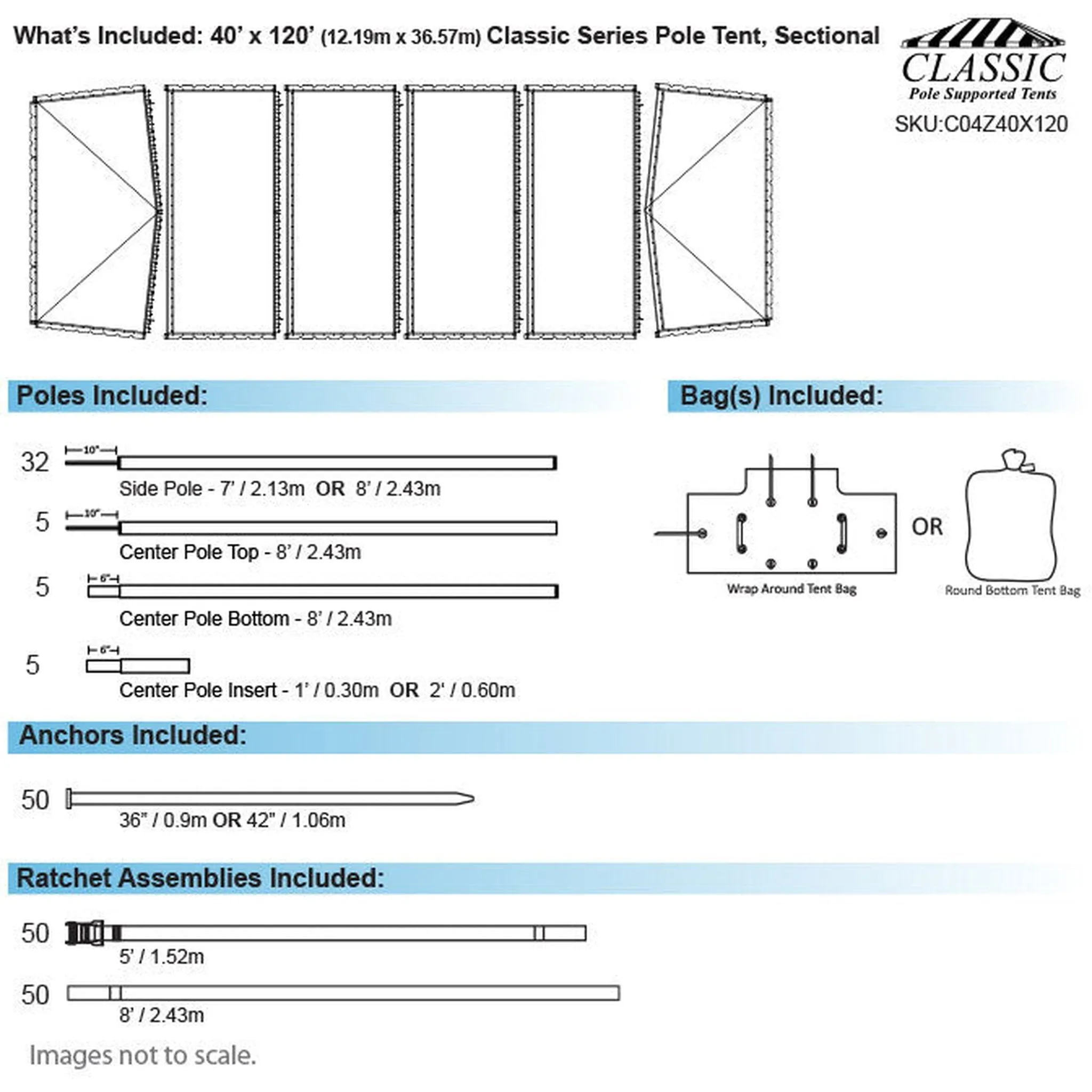40x120 Classic Series Pole Tent