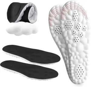 4D Men's Cloud Insoles - Anti-Fatigue, Shock Absorption, Foot Pain Relief - Step Insoles - U-Shaped Memory Foam Insoles (Black, Men: US 7-11.5)