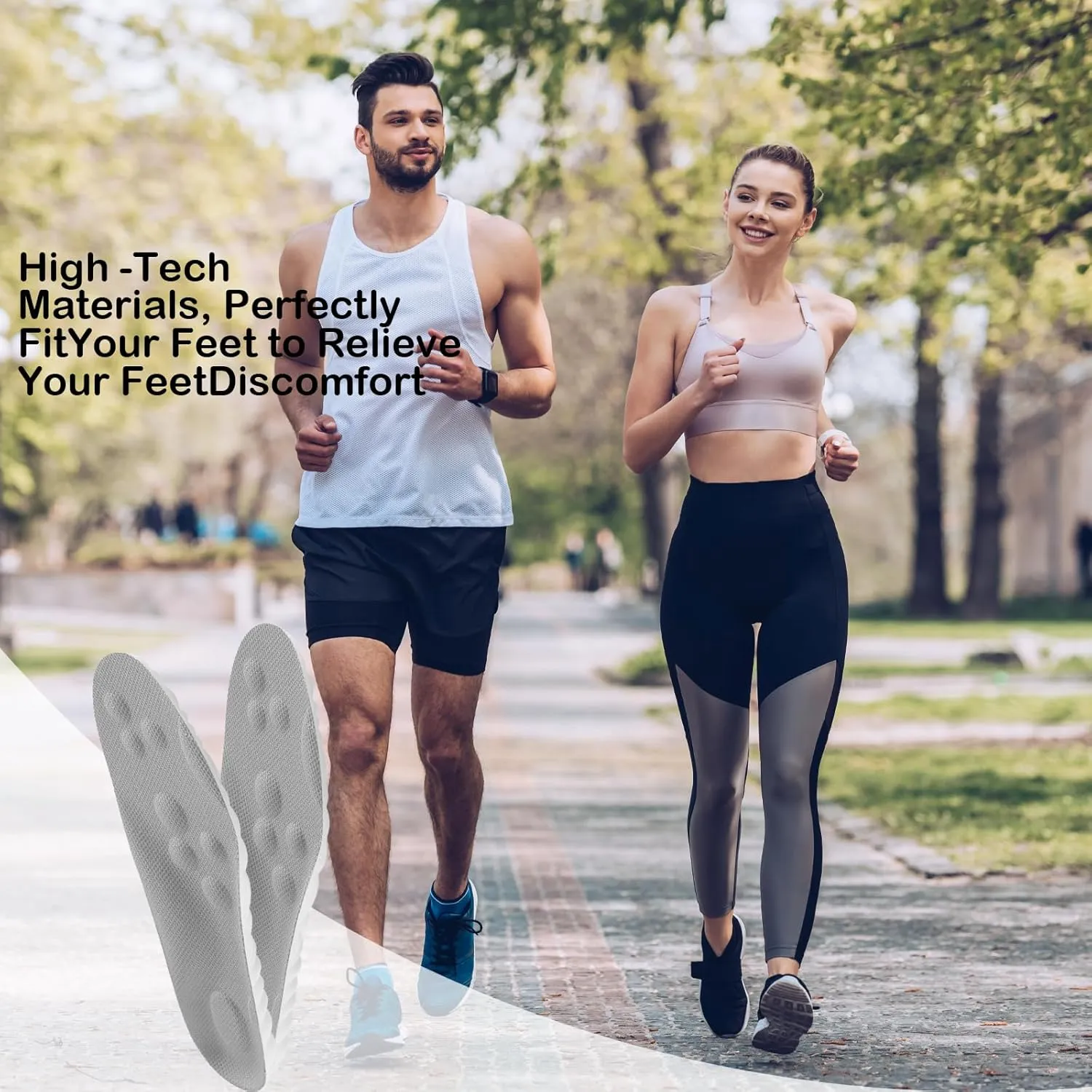 4D Women's Cloud Insoles - Anti-Fatigue, Shock Absorption, Foot Pain Relief - Women's Step - U-Shaped Memory Foam Insoles (Gray, Women: US 4-9)