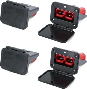 4Pcs 175A for Anderson Connector Mount, 600V Battery Quick Connect Disconnect Connectors with Flush Mount Dust Cover for 1/0 AWG Cable Compatible with Truck, ATV, RV, Winch, Crane, Boat and Trailer