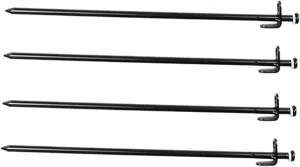 4Pcs Heavy Duty Camping Stakes with Noctilucous Ring Steel Tent Pegs for Canopy Awning and Outdoor Use Durable Ground Anchors for Secure Camping Setup