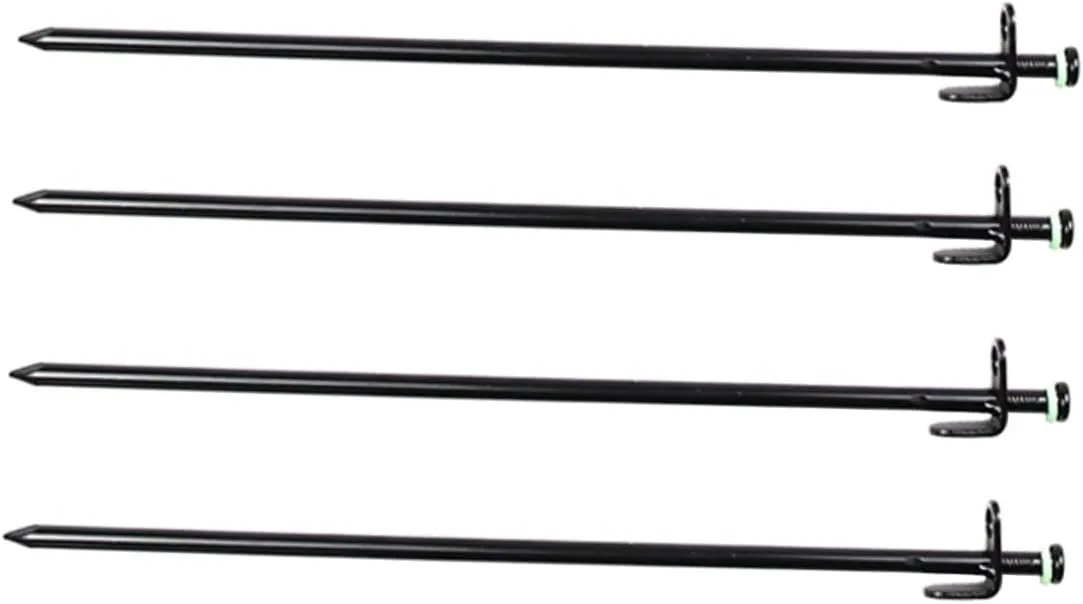 4Pcs Heavy Duty Camping Stakes with Noctilucous Ring Steel Tent Pegs for Canopy Awning and Outdoor Use Durable Ground Anchors for Secure Camping Setup