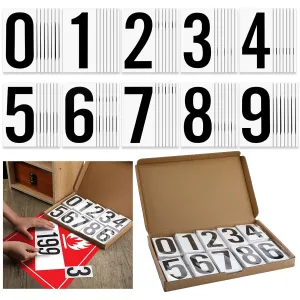 500 Pcs 3.5"H Placard Vinyl Numbering Kit Permanent Self Adhesive White-Back Vinyl with Black Numbers Stickers Waterproof Numbers, 50 Decals of Numbers 0-9, for Trailer Numbers Equipment Seats