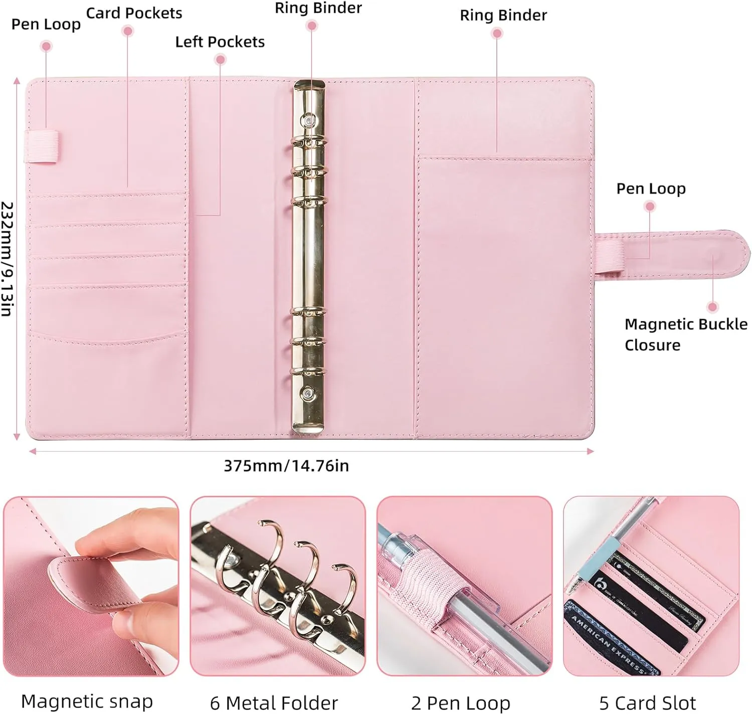 5000 Savings Challenge Book Money Binder with 100 Cash Envelopes Digital Tracker Financial Habit Builder System Leislite 5000 Savings Challenge Book 2PC Pink Black
