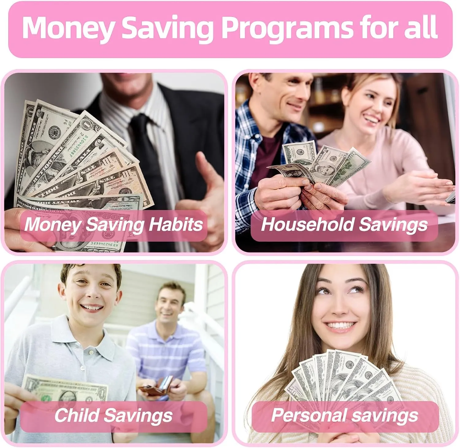 5000 Savings Challenge Book Money Binder with 100 Cash Envelopes Digital Tracker Financial Habit Builder System Leislite 5000 Savings Challenge Book 2PC Pink Black