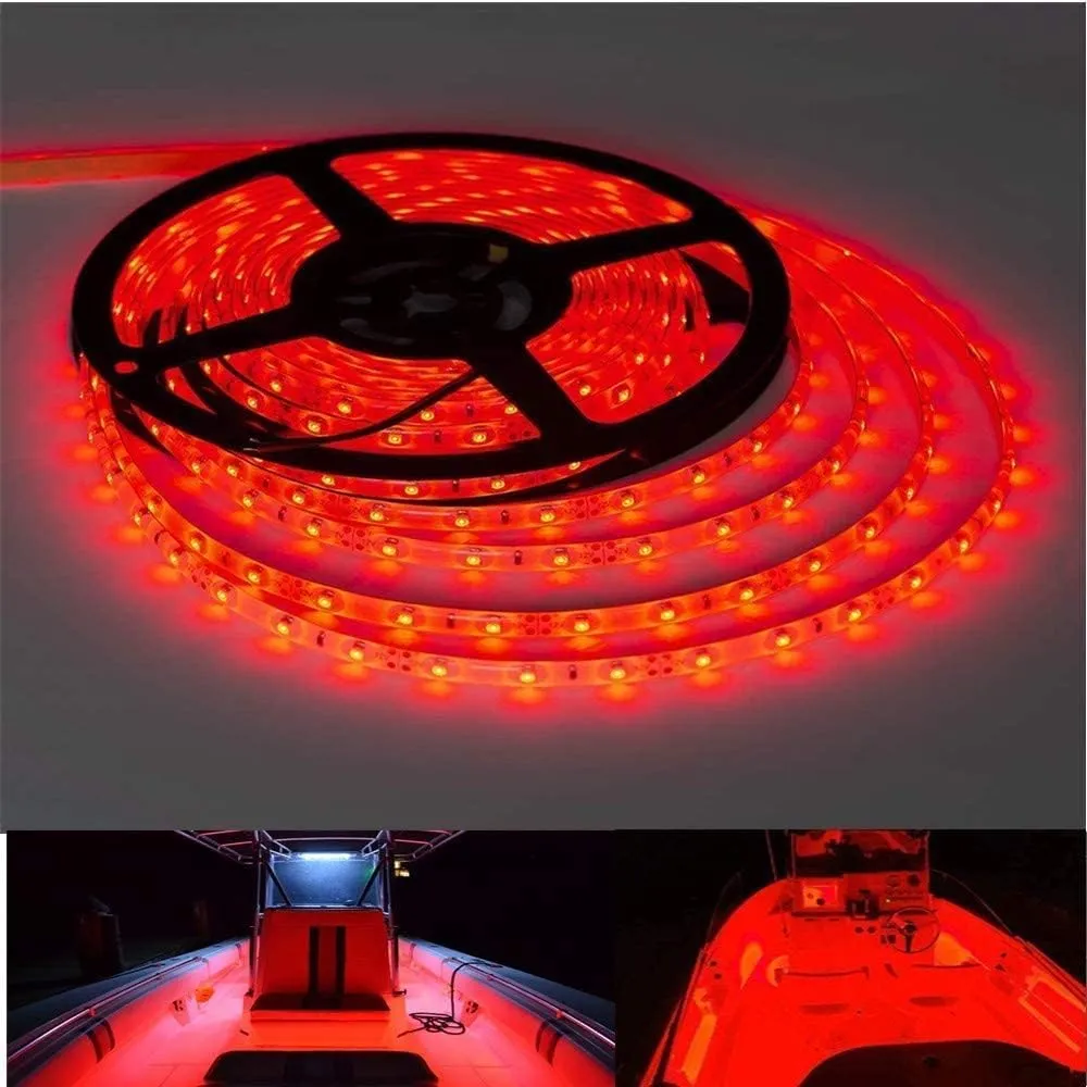 50FT LED Boat Lights, 12V Waterproof Red Marine Pontoon Led Strip Light, Boat Deck Interior Light, Boats Accessories, Under Gunnel Lighting, Night Fishing Lighting for Pontoon Fishing Bass Boats
