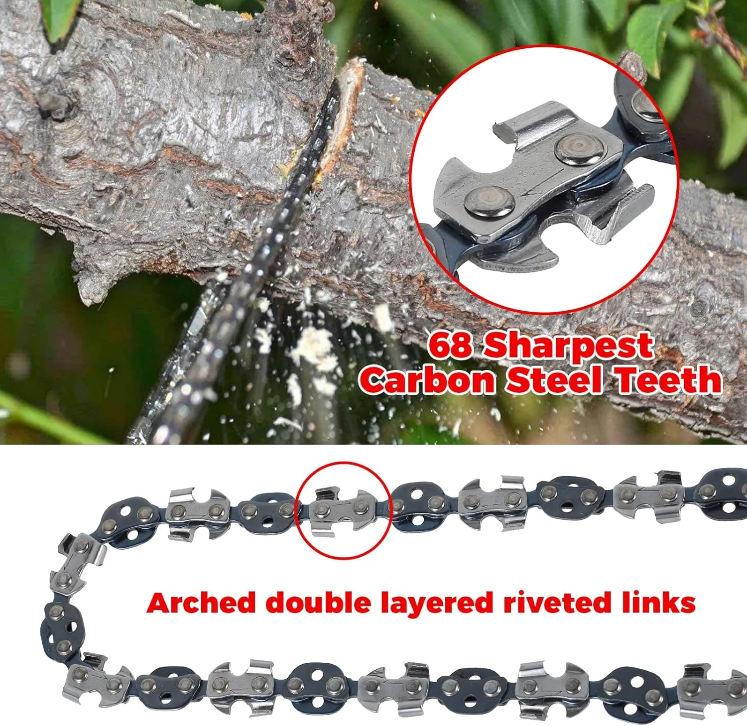 53 Inch Limb Chain Saw,High Reach Tree Hand Rope Saw with 68 Sharp Teeth Blades on Both Sides,Folding Rope Chain Saws,High Limb Pocket Chainsaw