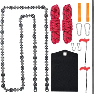 53 Inch Limb Chain Saw,High Reach Tree Hand Rope Saw with 68 Sharp Teeth Blades on Both Sides,Folding Rope Chain Saws,High Limb Pocket Chainsaw