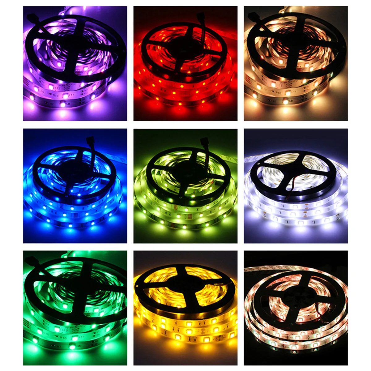 5M 2835/5050 Waterproof/Non-Waterproof RGB LED Strip Light   44 Keys Remote Control   Power Adapter