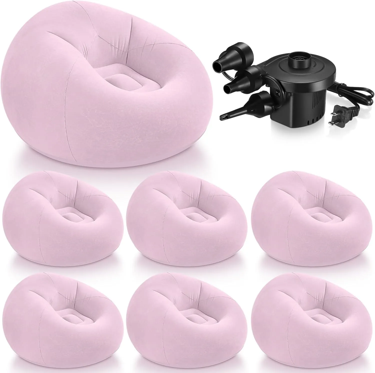 6 Pcs Bean Bag Chairs for Adults Inflatable Chairs with Electric Air Pump,Blow up Couch Folding Portable Inflatable Couch Lazy Sofa for Reading Living Room Camping (Pink)