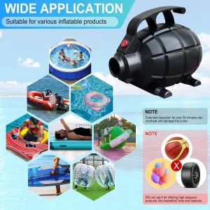 600W Electric Air Pump for Inflatable Gymnastics Mat, 110-120V AC Mattress Quick Fill Inflator Deflator, Portable for Pool Floats/Air Bed/Gym, 4 Nozzles