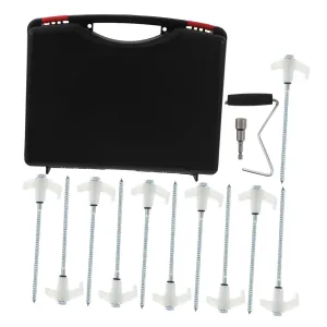 6mm Screw Tent Stakes for Camping Beach Canopy Tent Anchors Mallet Metal Ground Nails for Straw Blanket White