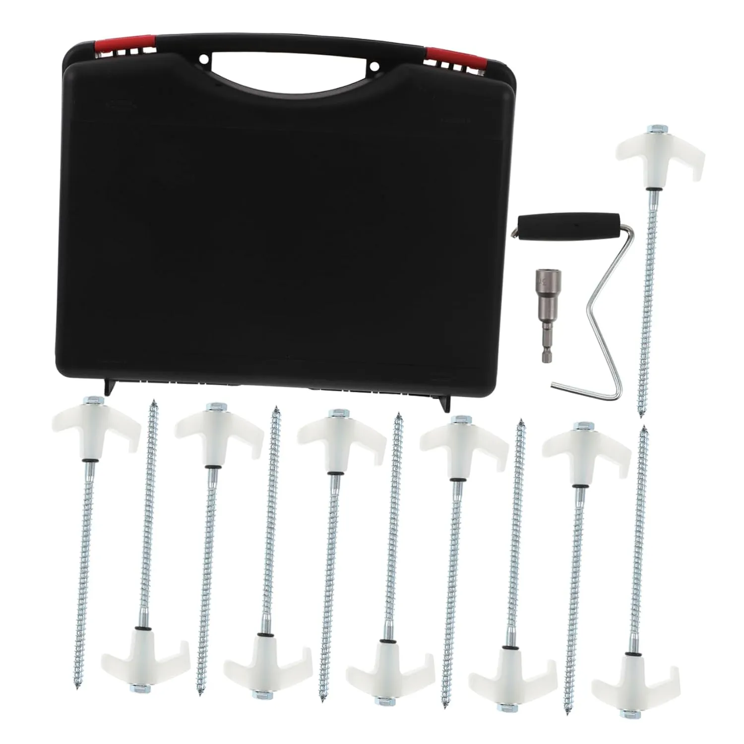 6mm Screw Tent Stakes for Camping Beach Canopy Tent Anchors Mallet Metal Ground Nails for Straw Blanket White