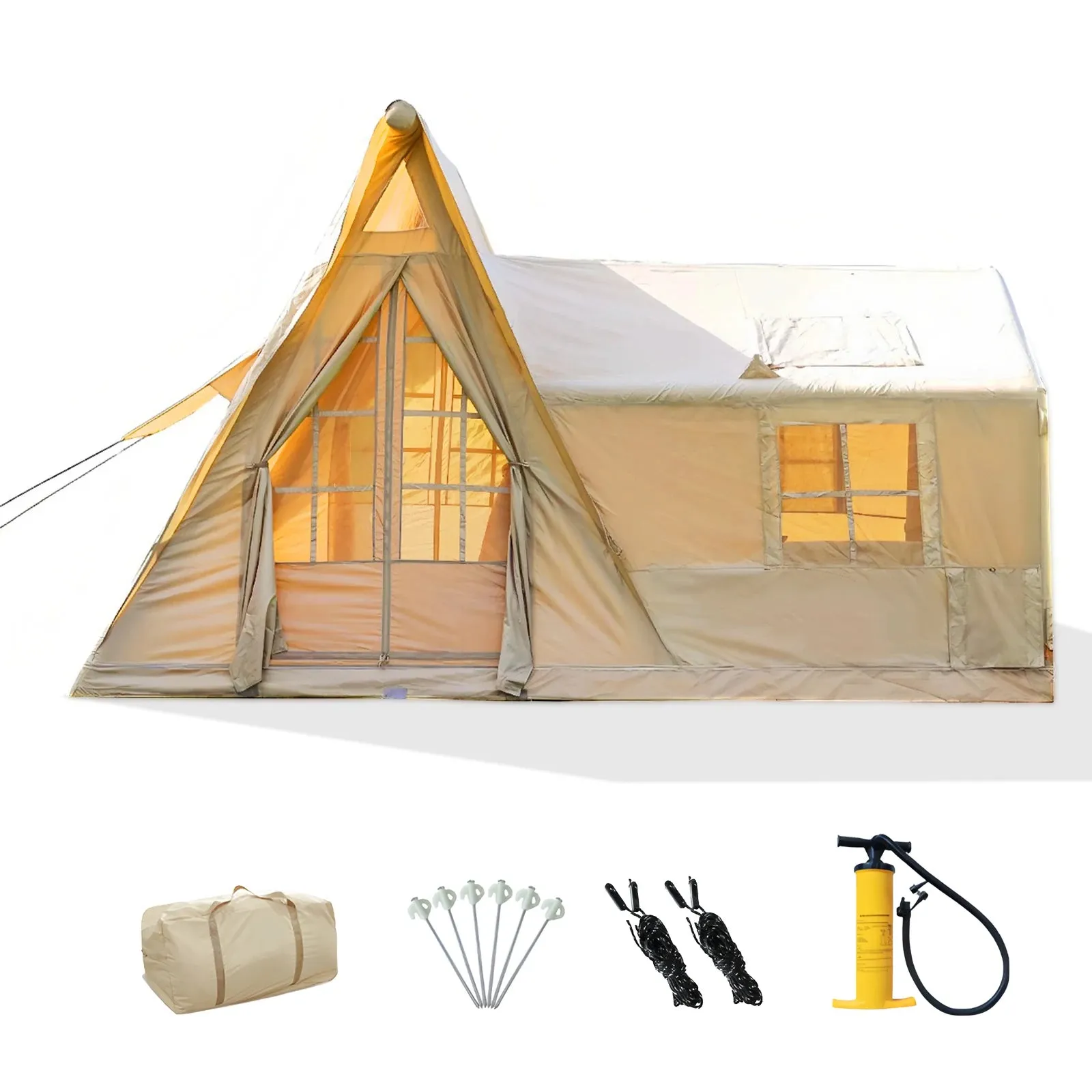 8 Person 4 Season Inflatable Glamping Tent with Skylight