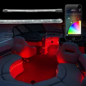 8pc 36"   8pc 10" Strips Boat Marine Interior Accent Lighting XKchrome App Control Interior LED Accent Light Kit for Yacht Pontoon Mastercraft Malibu Supra Tracker Yamaha Supra Bayliner