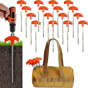 8" Screw in Tent Stakes - Ground Anchors Screw in, 2024 New Tent Pegs Camping Stakes, Drillable Tent Stakes, Splendiday 8 Screw in Tent Stakes, Screw in Tent Stakes Heavy Duty (Color : 16PCS)
