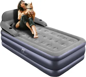 A-ER-FA Twin XL Air Mattress with Headboard, Quick 3 Min Inflation, 20in High, Flocked Top - For Home, Guest, Travel, Camping