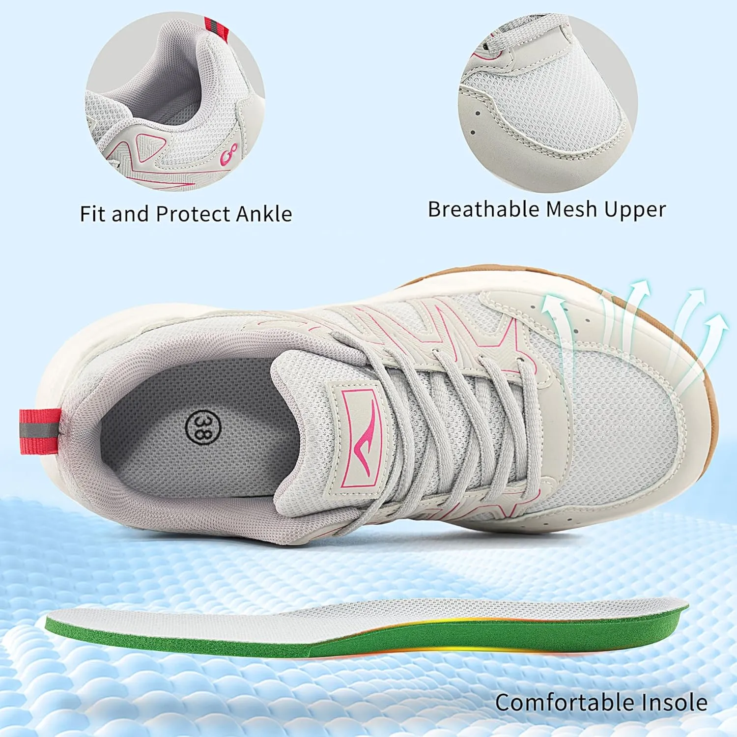 Ablanczoom Womens Sneakers Walking Shoes: Comfortable Breathable Cushion Running Tennis Shoe Athletic Workout Gym Training Sneaker