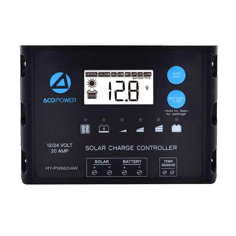 ACOPOWER 20A ProteusX Waterproof Charge Controller, With 8 Battery Types