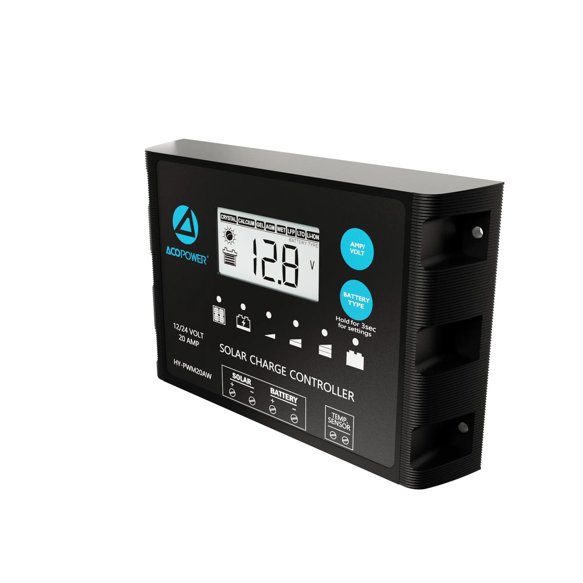 ACOPOWER 20A ProteusX Waterproof Charge Controller, With 8 Battery Types