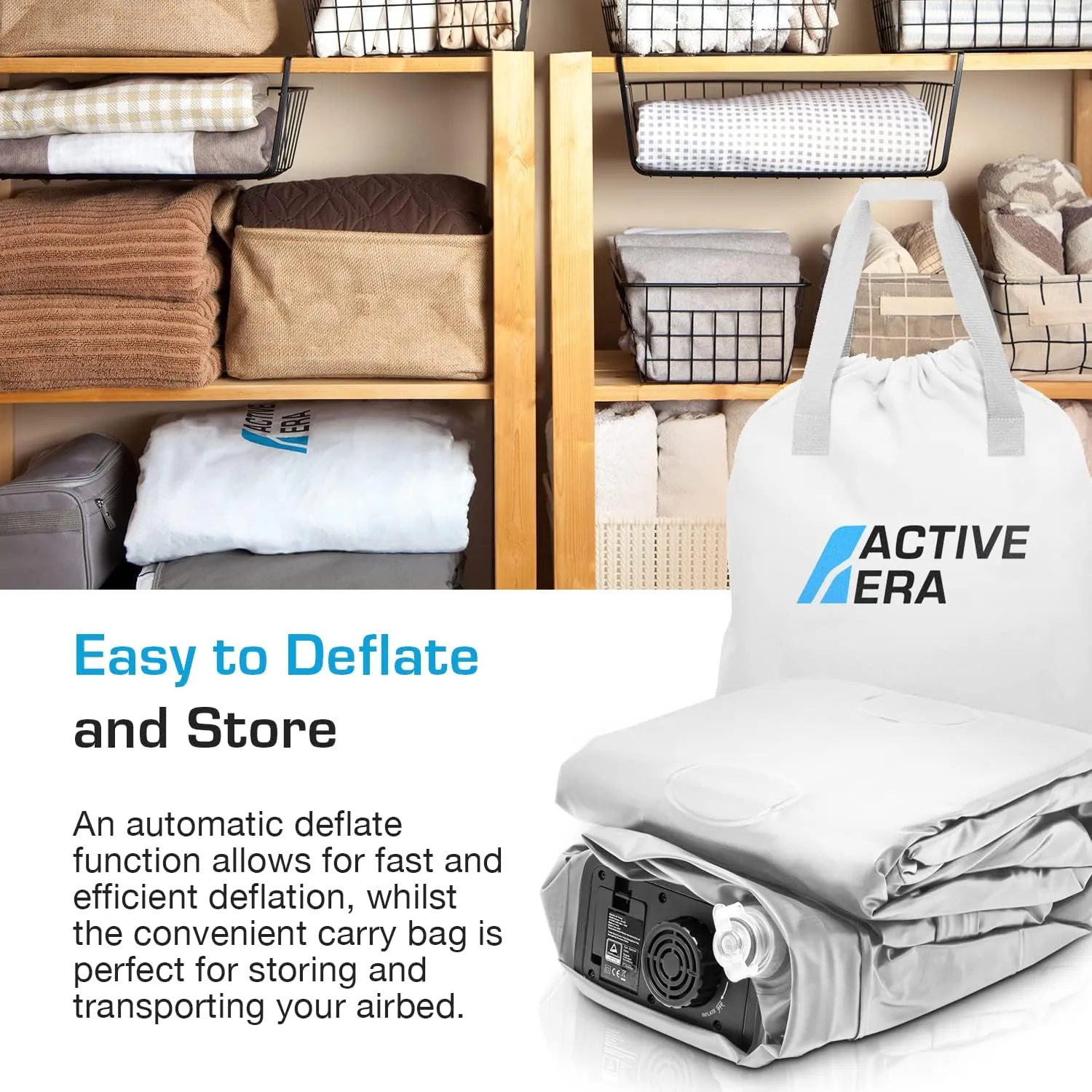Active Era Luxury Twin Size Air Mattress (Single) - Elevated Inflatable Twin Air Bed, Electric Built-in Pump, Raised Pillow & Structured I-Beam Technology, Height 21" (Inc Pillow)