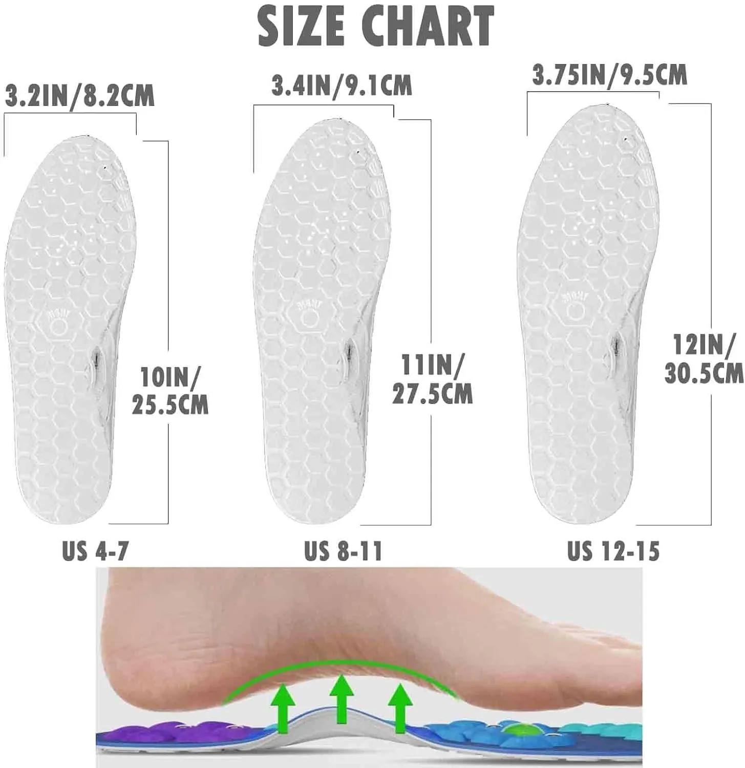 Acupressure Insoles, Bogomo Magnetic Acupressure Insoles for Women and Men, Acupressure Orthopedic Insoles for Comfort and Support Pain Relief Foot Massage (Blue, Large)