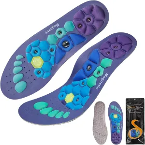 Acupressure Insoles for Men and Women, Helps Promote Blood Circulation and Relieve Fatigue Orthopedic Acupoint Massage Insoles (Blue, S-US 4-7)