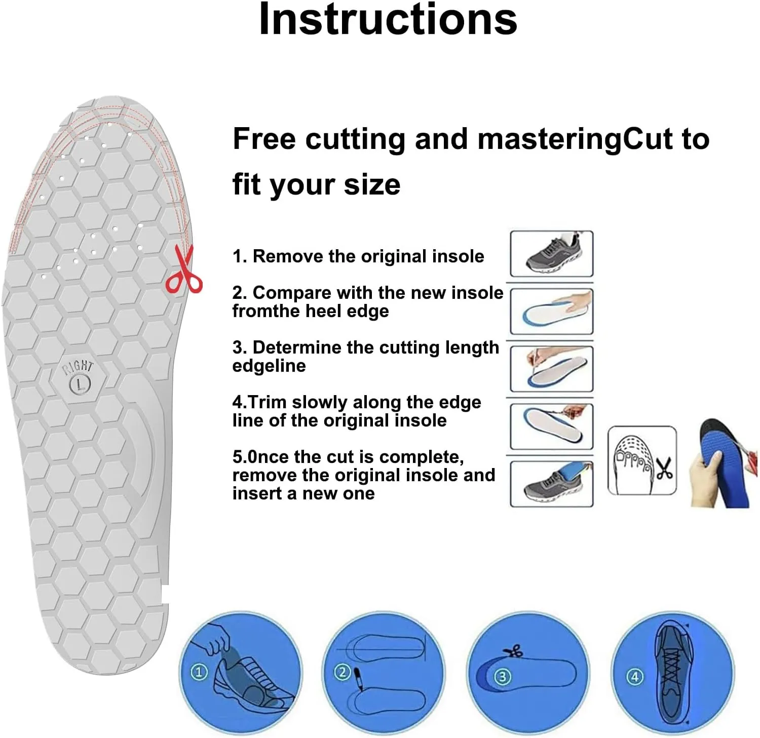 Acupressure Insoles for Men and Women - Helps Promote Blood Circulation and Relieve Fatigue Orthopedic Acupoint Massage Insoles with Magnetic Technology (Blue Pink, S(Men 5-6, Women 6-7))