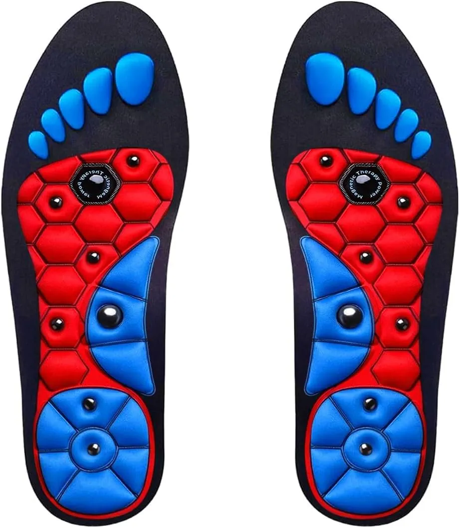 Acupressure Magnetic Insoles for Women and Men Therapy Acupressure Orthopedic Insoles for Comfort and Support Pain Relief Foot Massage Plantar Foot Health Care (M (27.5 * 9.1cm))