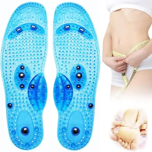 Acupressure Magnetic Insoles Massage Insoles Pressure Point Reflexology Insolet Acupuncture Insoles Cushion Body Detox Slimming Magnetic Arch Support Shoes Soles,L, Blue