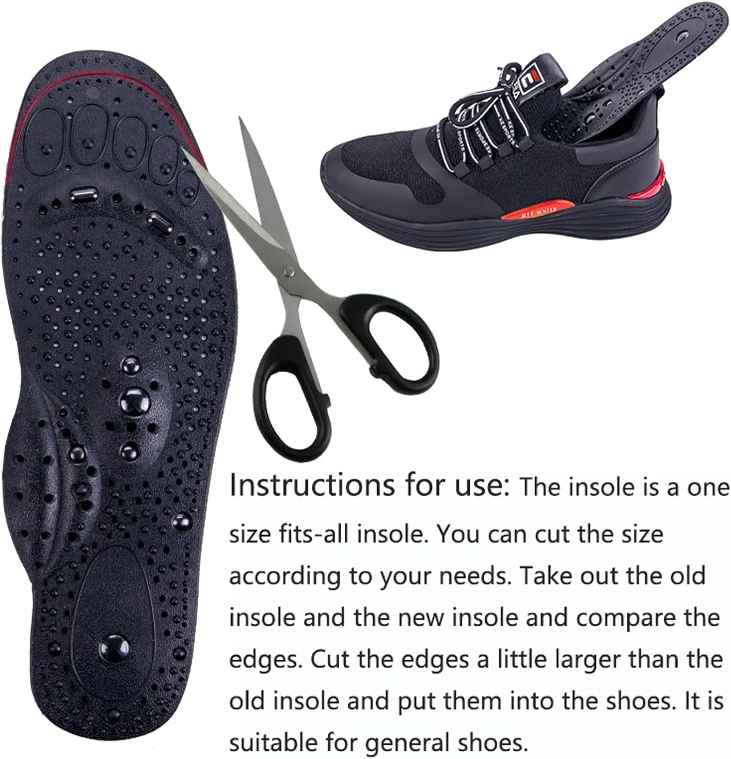 Acupressure Magnetic Insoles Massage Insoles Pressure Point Reflexology Insolet Acupuncture Insoles Cushion Body Detox Slimming Magnetic Arch Support Shoes Soles,L, Blue