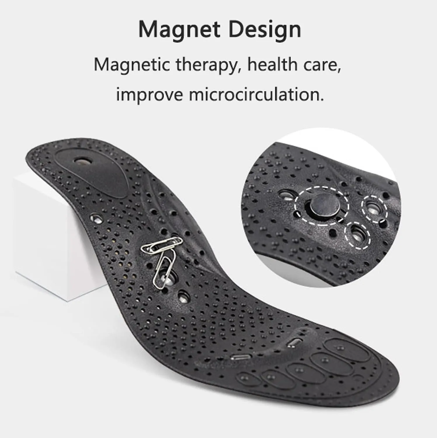 Acupressure Magnetic Insoles Massage Insoles Pressure Point Reflexology Insolet Acupuncture Insoles Cushion Body Detox Slimming Magnetic Arch Support Shoes Soles,L, Blue