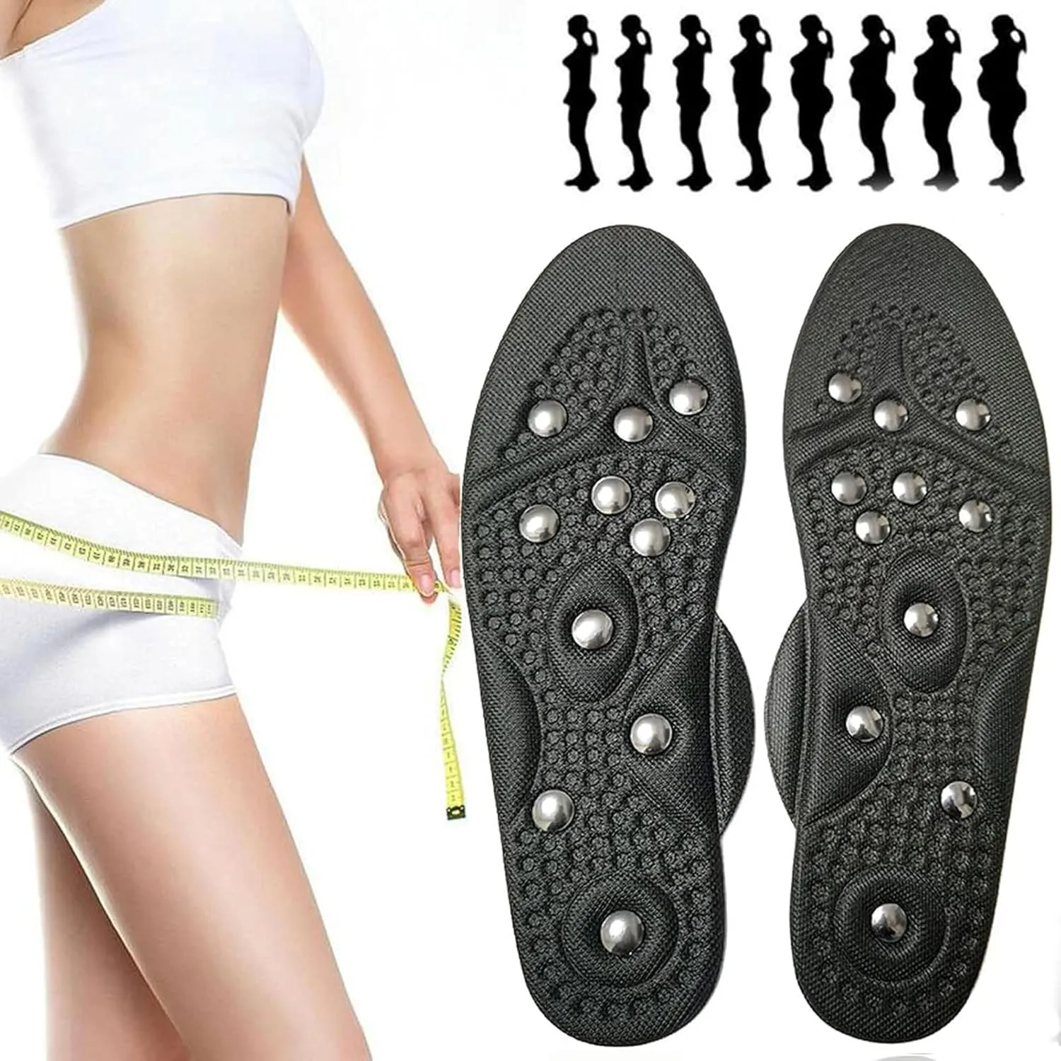 Acupressure Magnetic Massage Insoles, Magnetic Therapy Slimming Insoles for Weight Loss, Reflexology Pain Relief Shoe Insoles Promote Blood Circulation, Relieve Fatigue,S