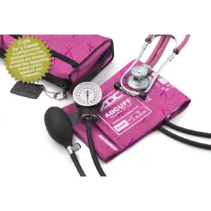 ADC 768-641-11ABCA Aneroid/Sprague Stethoscope Kit, Prints, BCA Pink, Adult