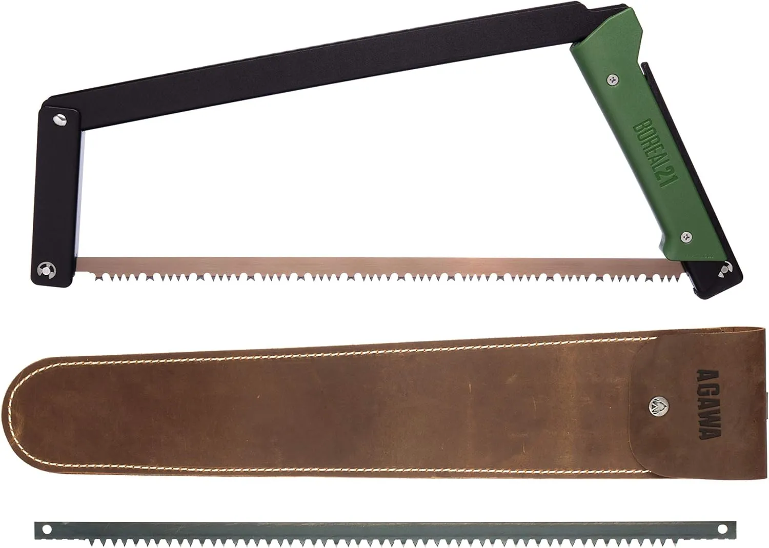 AGAWA - BOREAL21 Backwoods Kit - 21 Inch Folding Bow Saw, 21" Premium Leather Sheath, Additional 21" Aggressive Blade