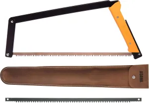 AGAWA - BOREAL24 Backwoods KIT - 24 Inch Folding Bow Saw, Premium Leather Sheath, Additional Aggressive Blade