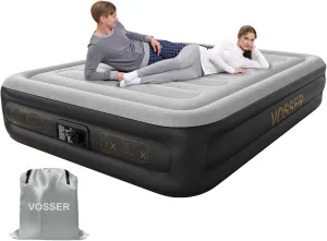 Air Mattress Full with Built in Pump,Inflatable Mattress 2 Mins Self-Inflation/Deflation,Thicker Blow up Mattress Leak-Proof,Flocked Top Air Bed with Storage Bag for Home, Camping & Guests