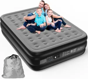 Air Mattress Queen Size with Built in Pump Double Self Inflating Bed,18 Inch High Inflatable Blow Up Airbed with Storage Bag Foldable Colchon Inflable for Camping Guests Home Waterproof 600lb