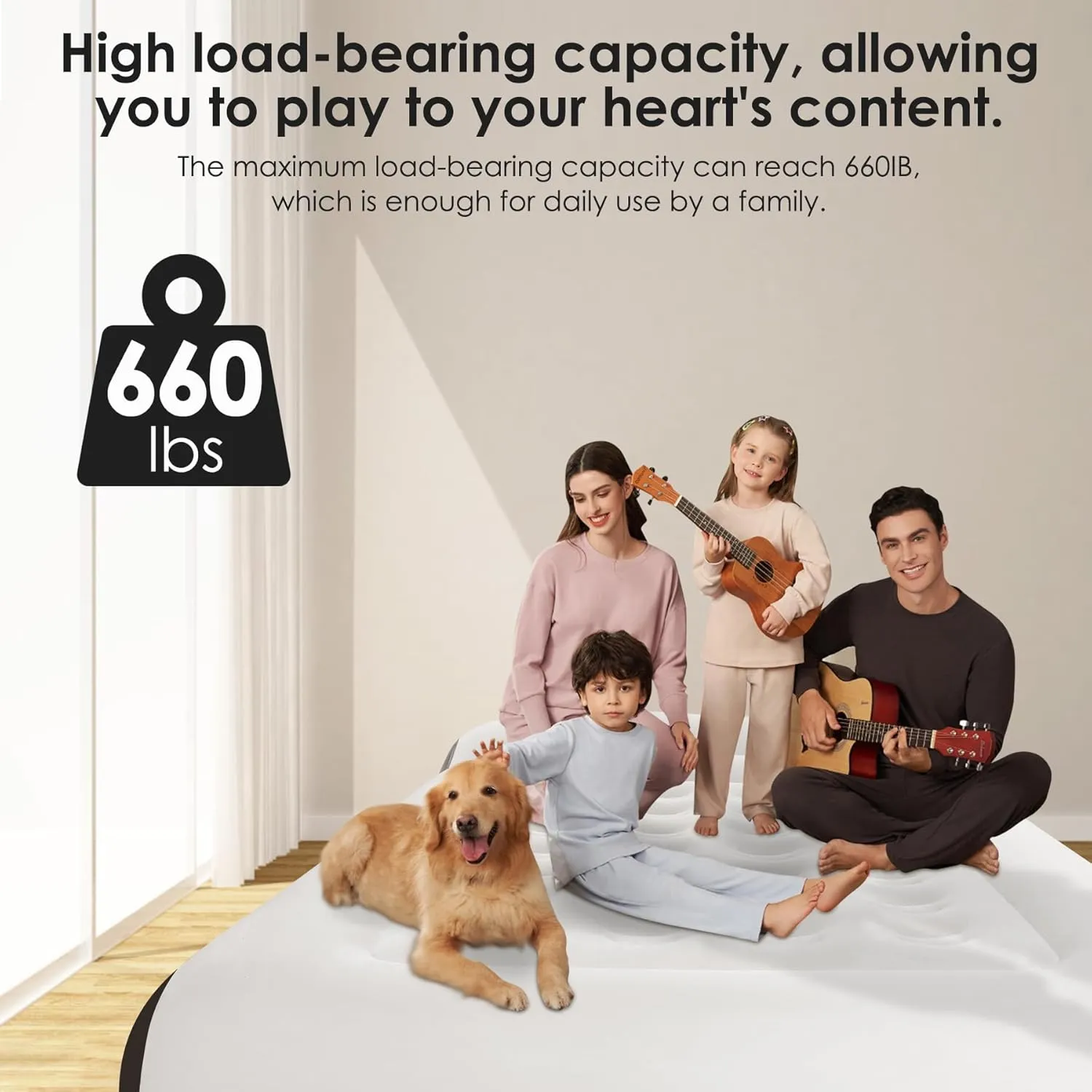 Air Mattress Queen with Built in Pump 16"Air Mattress with 28 Vertical Air Columns 660lbs Max Self Inflatable Blow Up Mattress in 3Mins Flocked Airbed with Carry Bag for Travel, Camping&Home