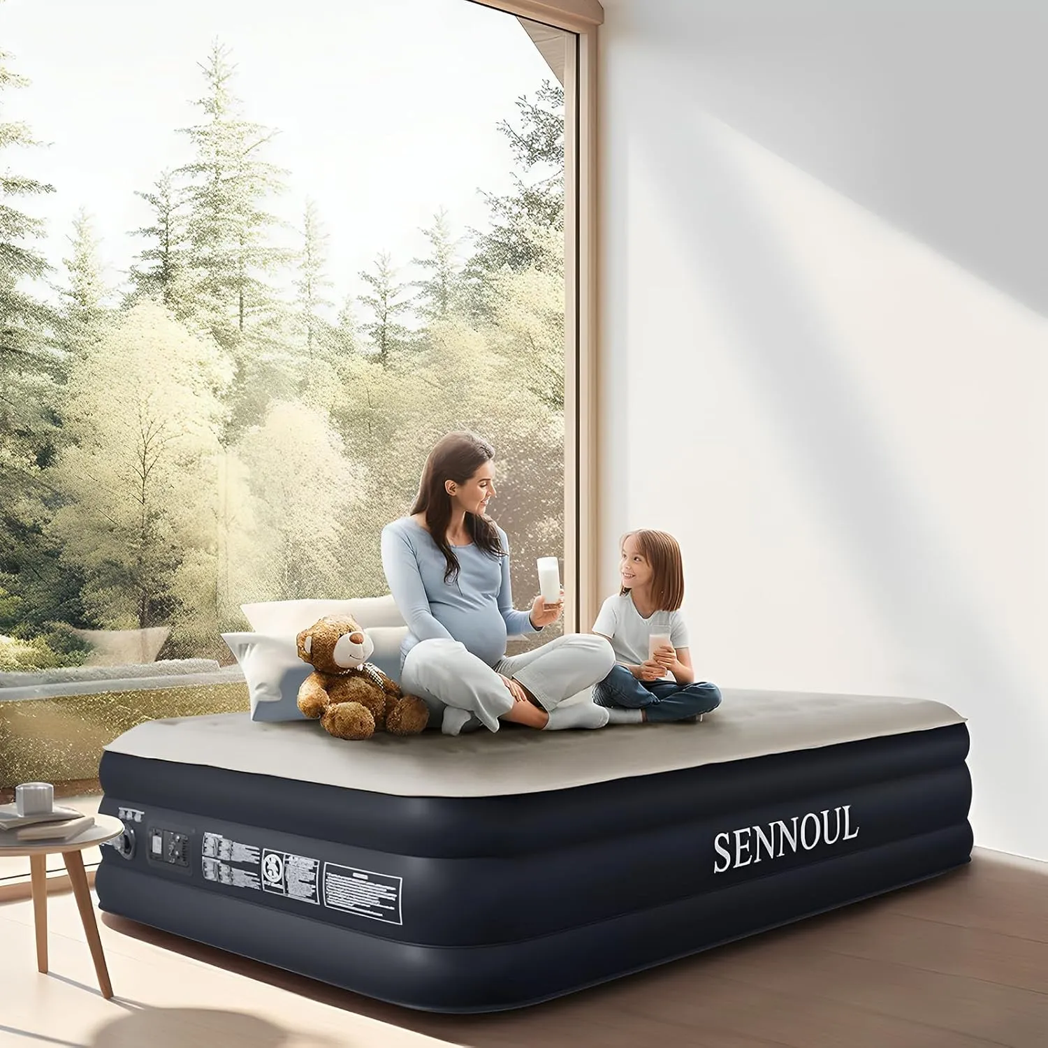 Air Mattress Queen with Built in Pump - 2 Mins Quick Self Inflatable,16"/650lbs Max Blow Up Bed, All Night Stability No Lost Air，No Peculiar Smell for Camping,Home,Guests & Portable Travel