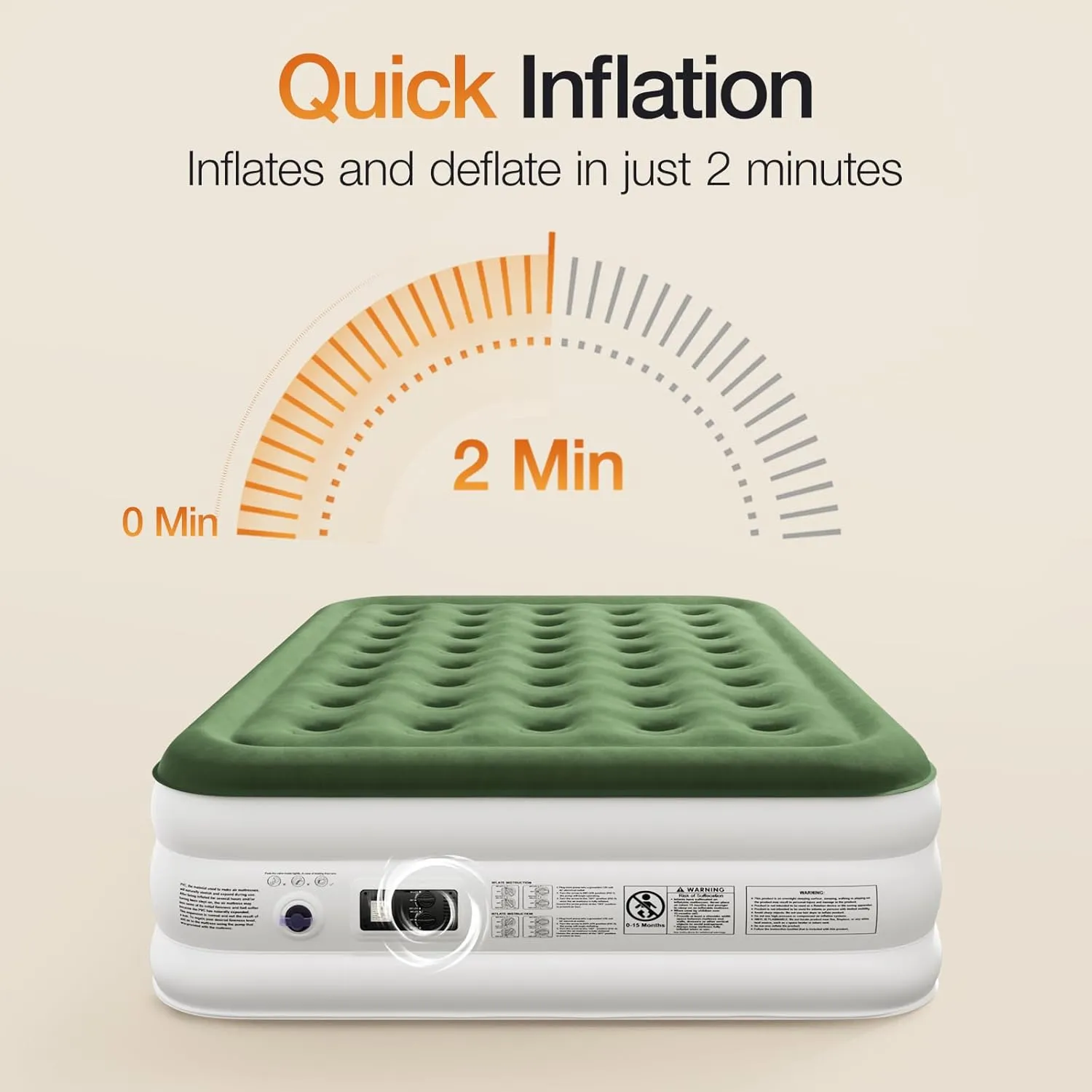 Air Mattress Queen with Built in Pump - Upgraded Blow Up Bed, 2 Mins Quick Self Inflatable, 13"/650lbs Max, All Night No Lost Air, Strong Support, for Camping,Home,Guests,Portable Travel