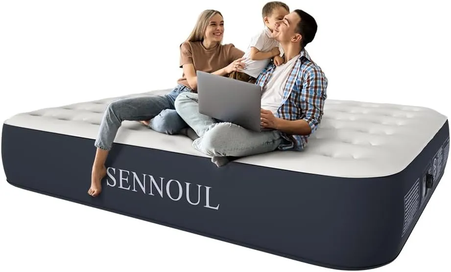 Air Mattress Queen with Built in Pump - Upgraded Blow Up Bed, 2 Mins Quick Self Inflatable, 13"/650lbs Max, Strong Support, All Night No Lost Air, for Camping,Home,Guests & Portable Travel