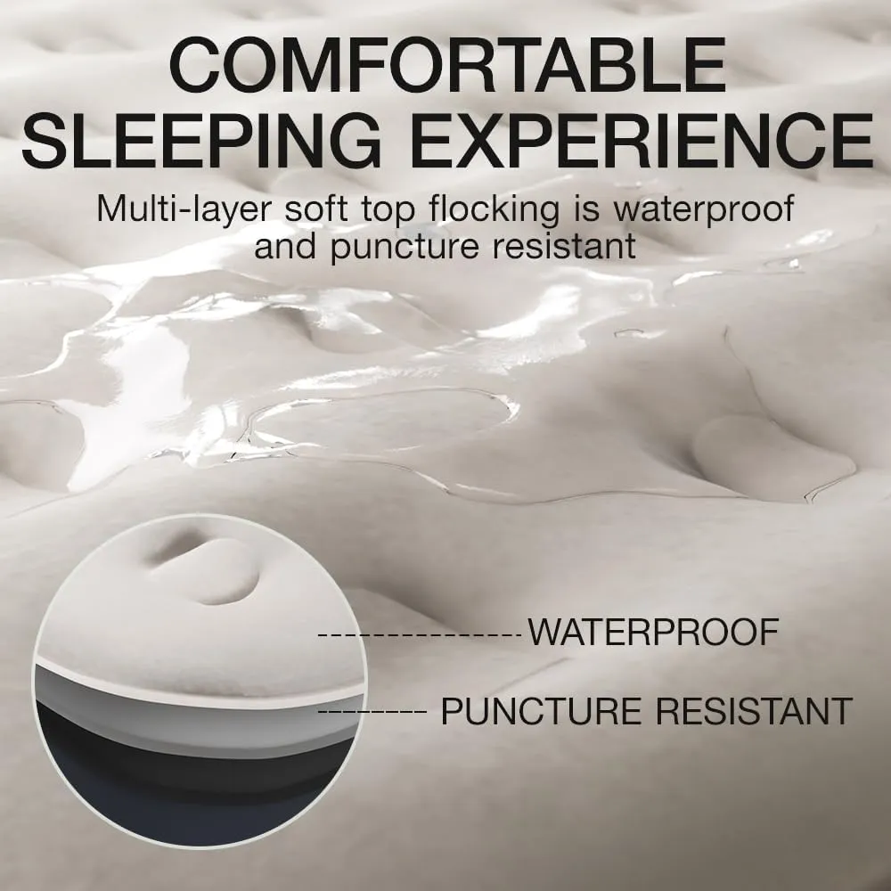 Air Mattress Queen with Built in Pump - Upgraded Blow Up Bed, 2 Mins Quick Self Inflatable, 13"/650lbs Max, Strong Support, All Night No Lost Air, for Camping,Home,Guests & Portable Travel