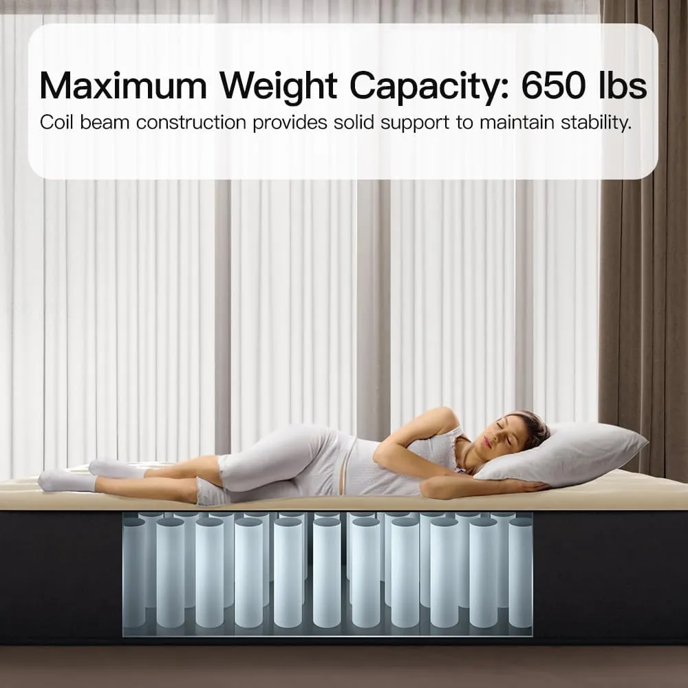 Air Mattress Queen with Built in Pump - Upgraded Blow Up Bed, 2 Mins Quick Self Inflatable, 13"/650lbs Max, Strong Support, All Night No Lost Air, for Camping,Home,Guests & Portable Travel