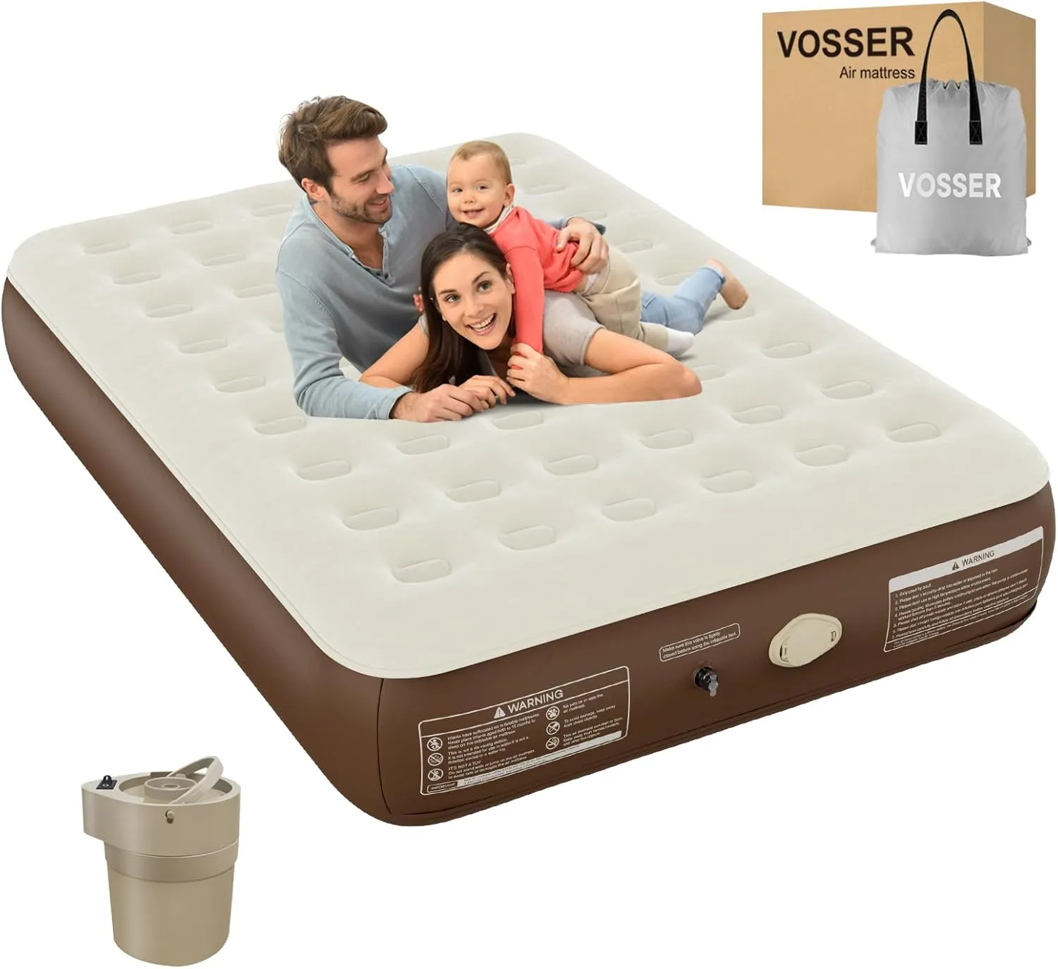 Air Mattress Queen with Built-in Pump,10'' IN High Self Inflatable Mattress with Cordless Pump, Blow Up Mattress with Flocked Top,Upgraded Airbed for Home, Camping & Guests,2Mins Queen Air Mattress