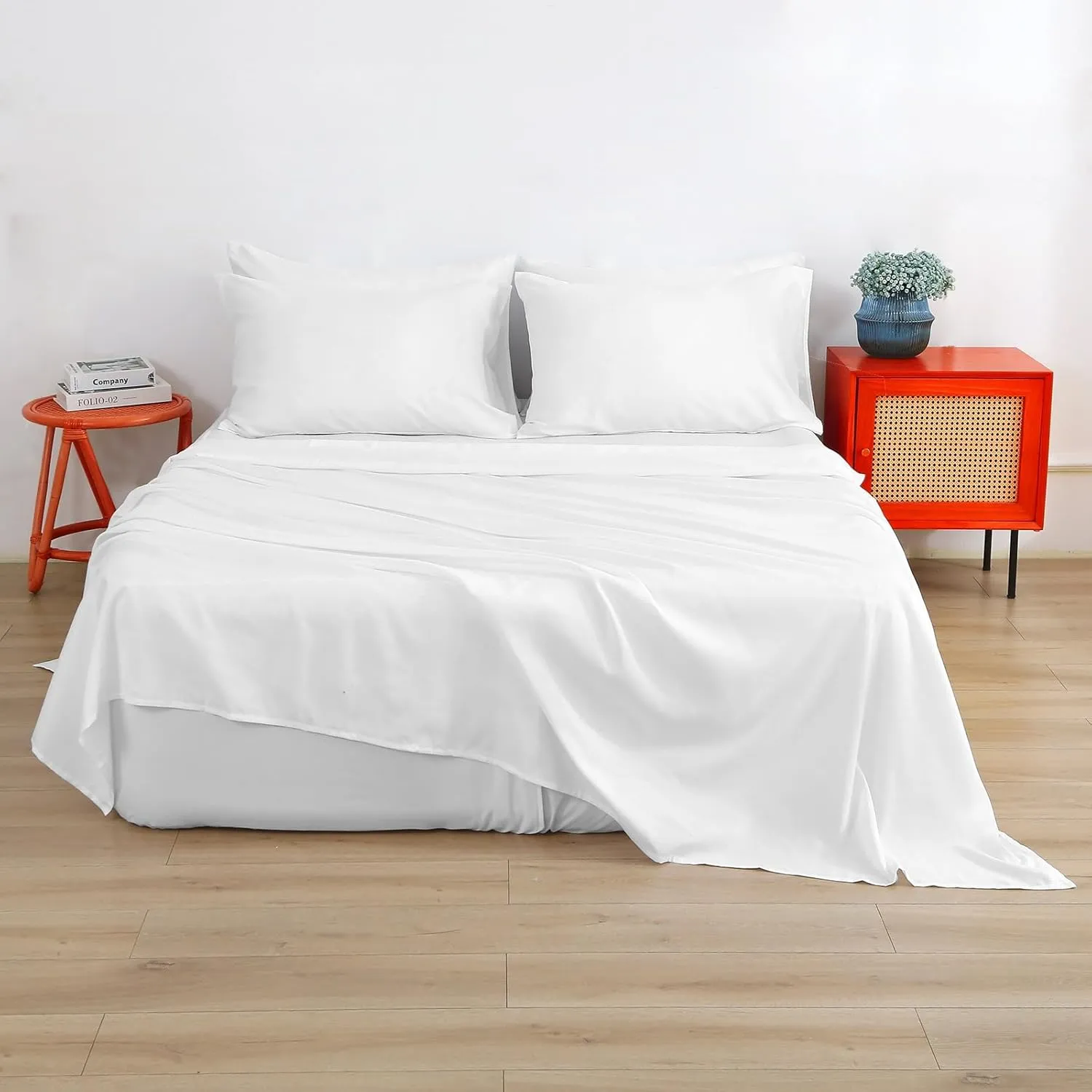 Air Mattress Sheet Set Queen Size,6 Piece Deep Pocket Bed Sheet Set for 16-24 Inch Air Bed,Easy Inflate Access,Perfect for Guest Room, RV, Camping,White