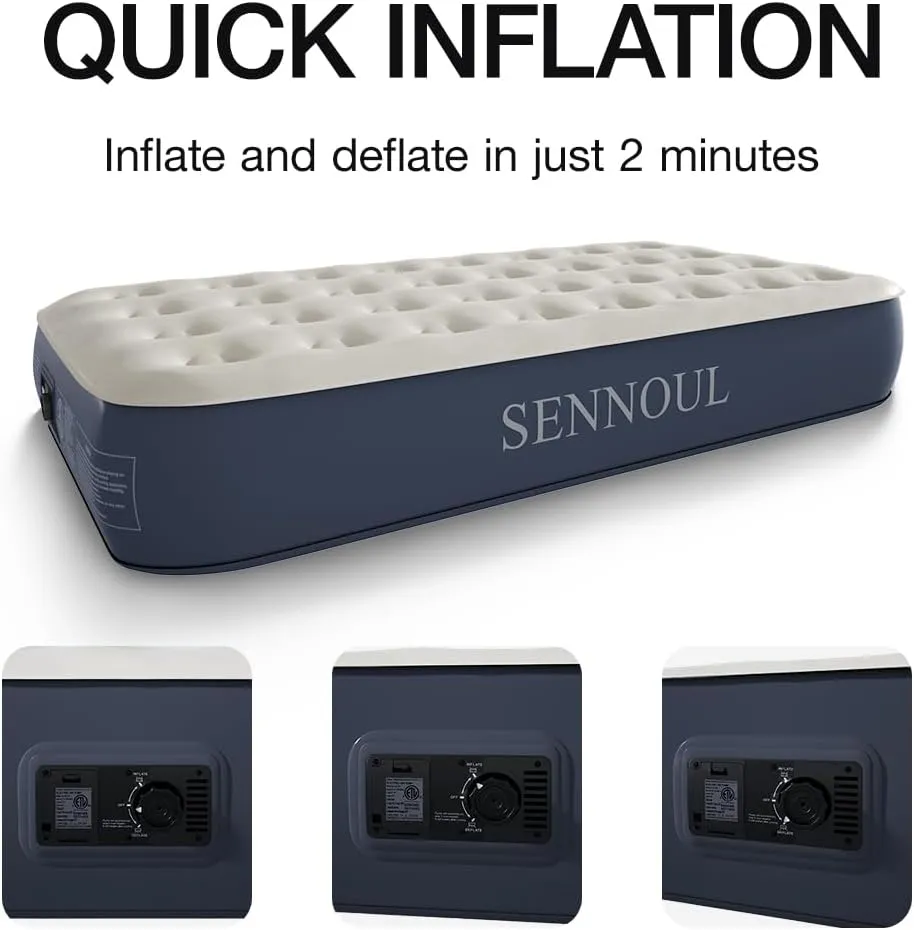 Air Mattress Twin with Built in Pump - 2 Mins Quick Self Inflatable,13"/550lbs Max Blow Up Bed, All Night Stability No Lost Air，No Peculiar Smell for Camping,Home,Guests & Portable Travel
